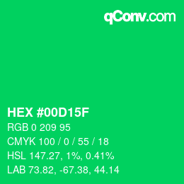颜色代码: HEX #00D15F | qconv.com