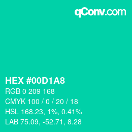 カラーコード: HEX #00D1A8 | qconv.com