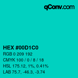 Color code: HEX #00D1C0 | qconv.com