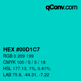Color code: HEX #00D1C7 | qconv.com