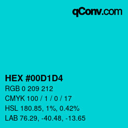 カラーコード: HEX #00D1D4 | qconv.com
