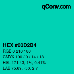 カラーコード: HEX #00D2B4 | qconv.com