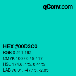 Color code: HEX #00D3C0 | qconv.com