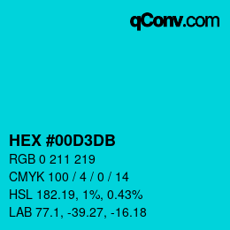 Color code: HEX #00D3DB | qconv.com