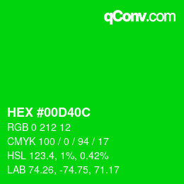 Color code: HEX #00D40C | qconv.com