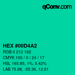 Color code: HEX #00D4A2 | qconv.com