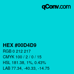 Color code: HEX #00D4D9 | qconv.com