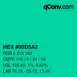 カラーコード: HEX #00D5A2 | qconv.com