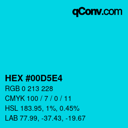 カラーコード: HEX #00D5E4 | qconv.com