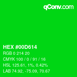 Color code: HEX #00D614 | qconv.com