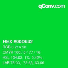 Color code: HEX #00D632 | qconv.com