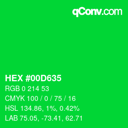 Color code: HEX #00D635 | qconv.com