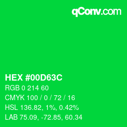 Color code: HEX #00D63C | qconv.com