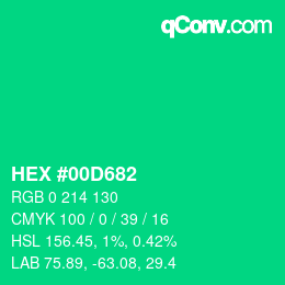 颜色代码: HEX #00D682 | qconv.com