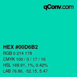 Color code: HEX #00D6B2 | qconv.com