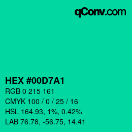 Color code: HEX #00D7A1 | qconv.com