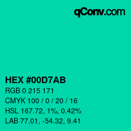 Color code: HEX #00D7AB | qconv.com
