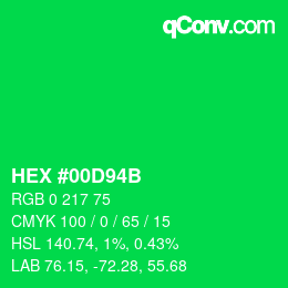Farbcode: HEX #00D94B | qconv.com