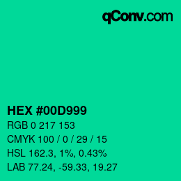 Color code: HEX #00D999 | qconv.com