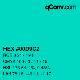 Color code: HEX #00D9C2 | qconv.com