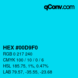 Color code: HEX #00D9F0 | qconv.com