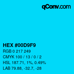 颜色代码: HEX #00D9F9 | qconv.com