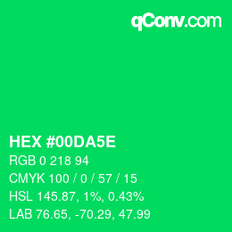 Farbcode: HEX #00DA5E | qconv.com