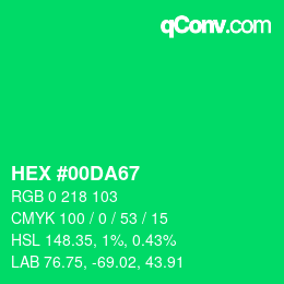 カラーコード: HEX #00DA67 | qconv.com