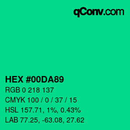 カラーコード: HEX #00DA89 | qconv.com