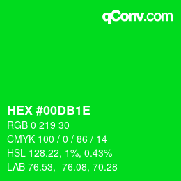 Color code: HEX #00DB1E | qconv.com