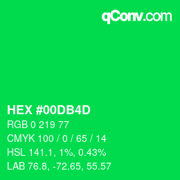 颜色代码: HEX #00DB4D | qconv.com