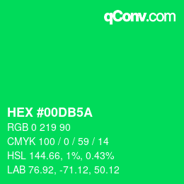 Color code: HEX #00DB5A | qconv.com