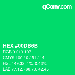 カラーコード: HEX #00DB6B | qconv.com