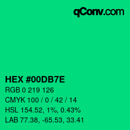 Color code: HEX #00DB7E | qconv.com