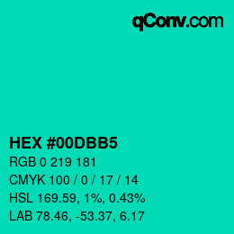 カラーコード: HEX #00DBB5 | qconv.com