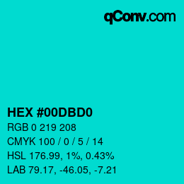 Color code: HEX #00DBD0 | qconv.com