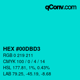 Color code: HEX #00DBD3 | qconv.com