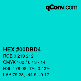 Color code: HEX #00DBD4 | qconv.com