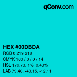 Color code: HEX #00DBDA | qconv.com