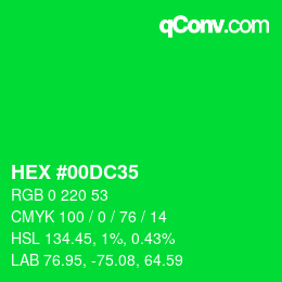 カラーコード: HEX #00DC35 | qconv.com