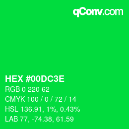 Color code: HEX #00DC3E | qconv.com