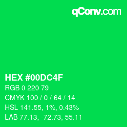 颜色代码: HEX #00DC4F | qconv.com