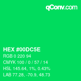 Farbcode: HEX #00DC5E | qconv.com