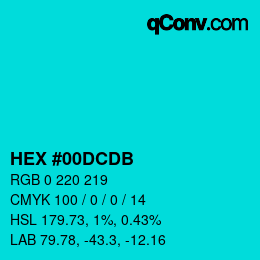 Color code: HEX #00DCDB | qconv.com