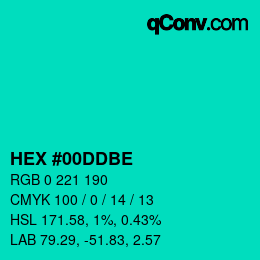 Color code: HEX #00DDBE | qconv.com