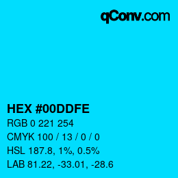 Color code: HEX #00DDFE | qconv.com