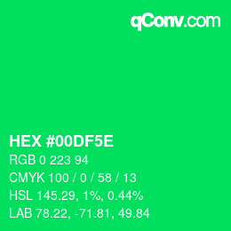Farbcode: HEX #00DF5E | qconv.com