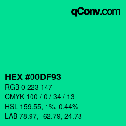 Color code: HEX #00DF93 | qconv.com