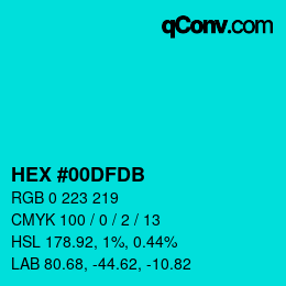 Color code: HEX #00DFDB | qconv.com