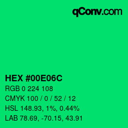 颜色代码: HEX #00E06C | qconv.com